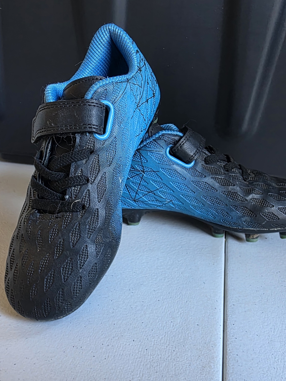 Kids Black and Blue Soccer Cleats - Lightweight Youth Football Shoes